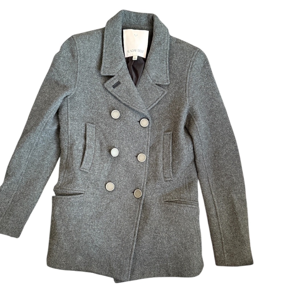 Aritzia Sunday Best double breasted pea coat‎ gray small